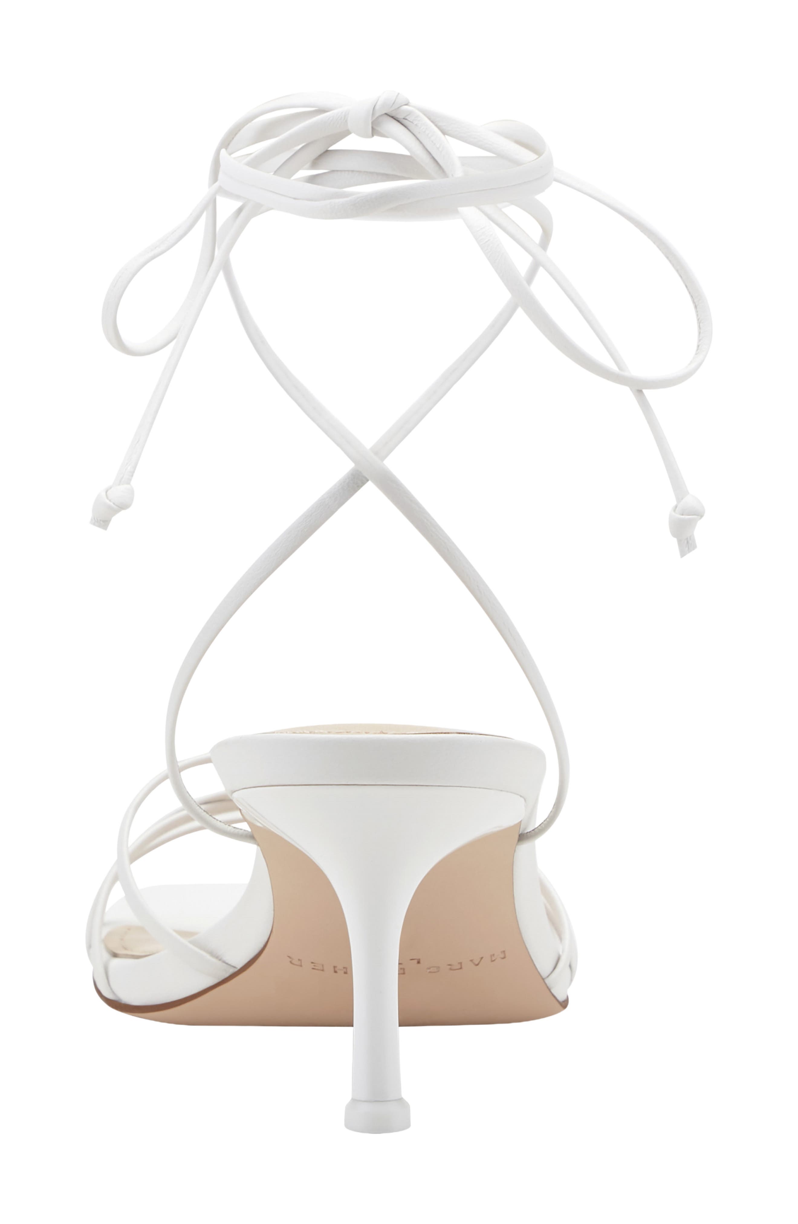 Marc Fisher Gineva Ankle Wrap Kitten Heel Sandal, Alternate, color, White