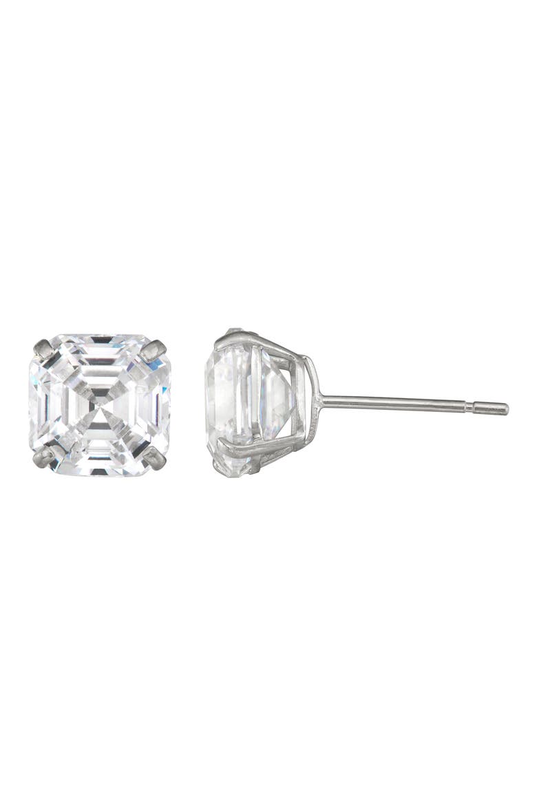 14k Gold Cubic Zirconia Stud Earrings, Main, color, CLEAR