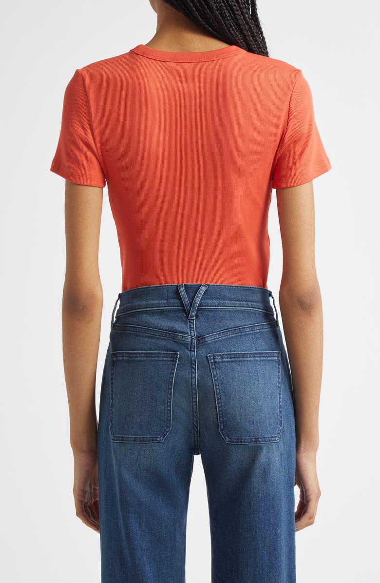Veronica Beard Pruitt Stretch Cotton Rib Top, Alternate, color, Persimmon