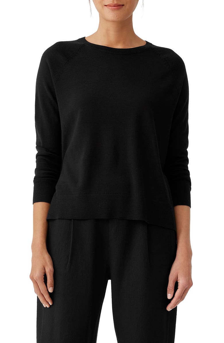 Eileen Fisher Raglan Sleeve Merino Wool Pullover, Main, color,