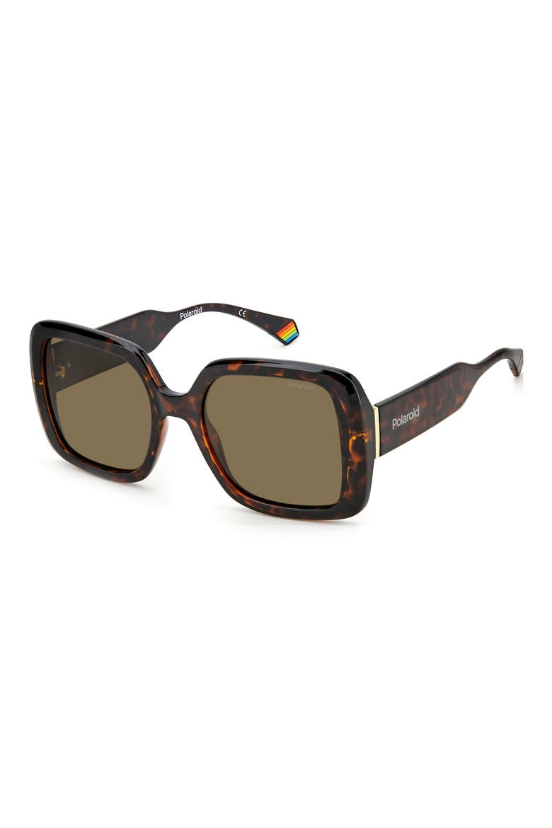 54mm Polarized Square Sunglasses, Alternate, color, HAVANA / BRONZE POLAR