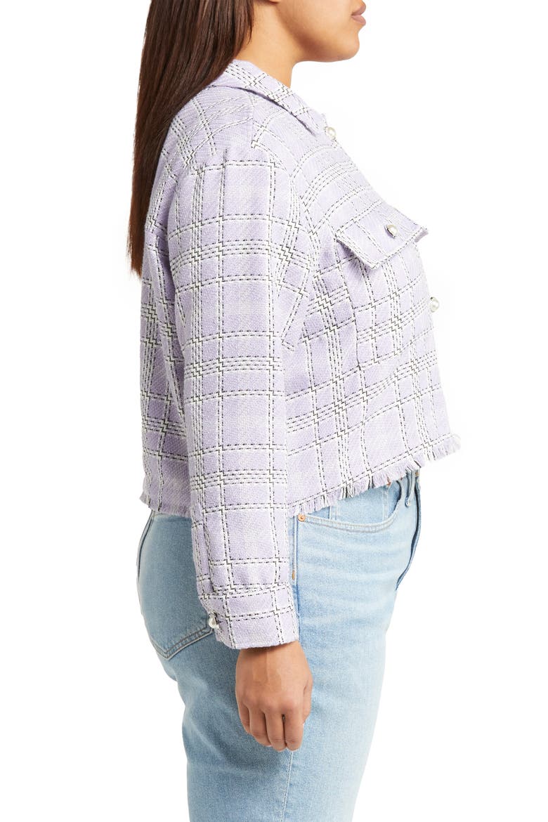 Fringe Tweed Jacket, Alternate, color, PURPLE SPRAY TWEED