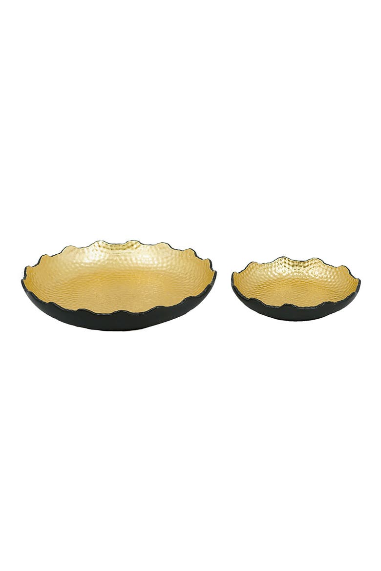Set of 2 Metro Gilded Deco Plates, Main, color, BLACK/ GOLD