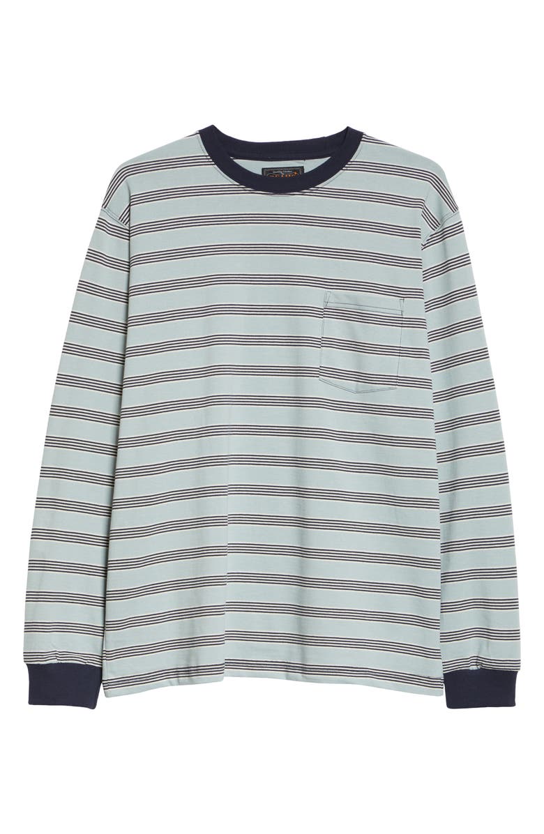 BEAMS Stripe Long Sleeve Cotton Pocket T-Shirt, Alternate, color, 