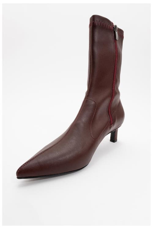 Prologue Shoes Lewin Pointed Toe Stiletto Boot In Burgundy