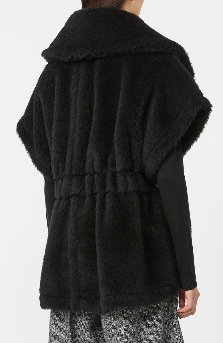 Max Mara Belted Teddy Bear Cape, Alternate, color, Black