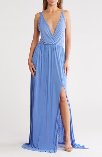 GO COUTURE Empire Waist Maxi Dress in Deja Blue at Nordstrom Rack, Size Small