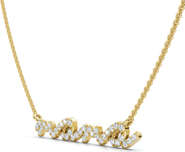 Bliss Diamond Diamond Script Mama Pendant Gold Necklace 1 1/2" Wide Lab Grown