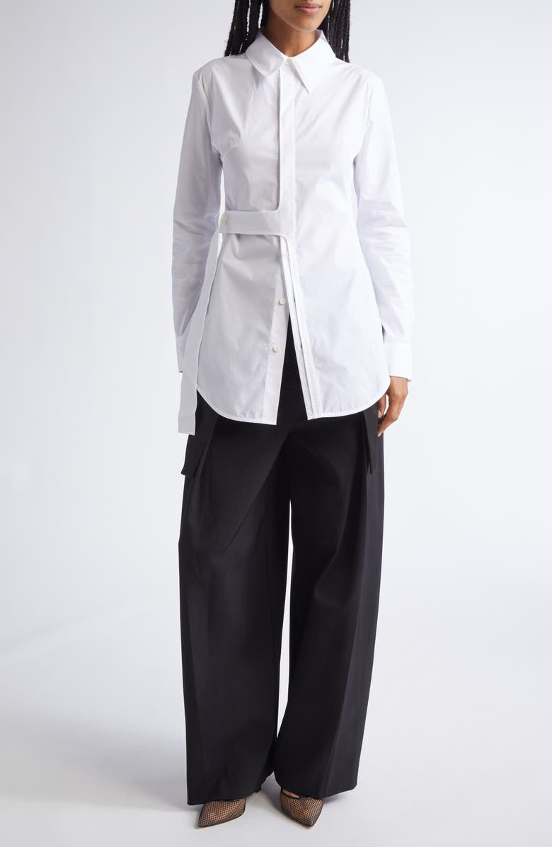 Jean Paul Gaultier Strap Detail Button-Up Shirt, Alternate, color,