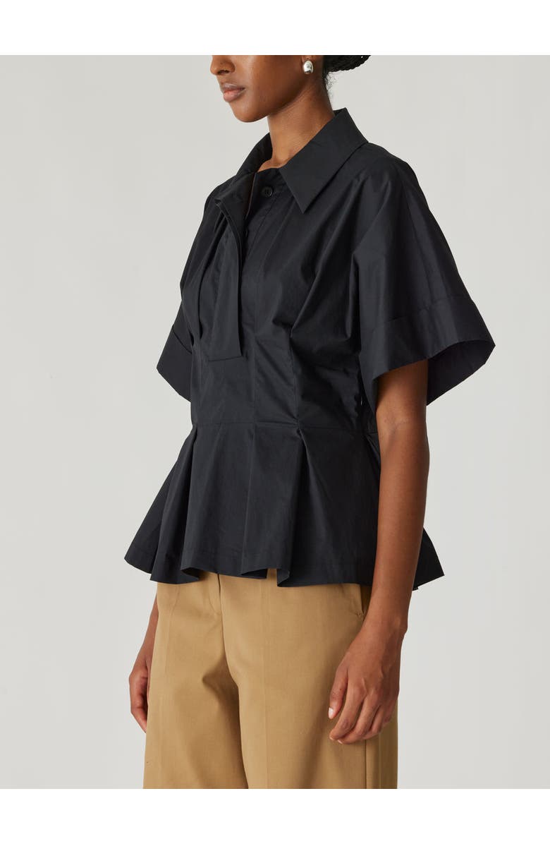 Rebecca Taylor Poplin Peplum Blouse, Alternate, color, Black