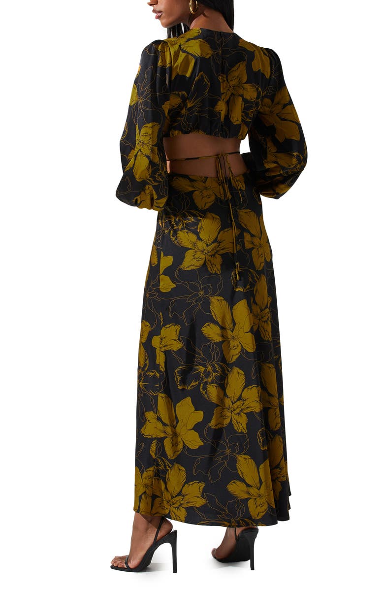 ASTR the Label Quinn Floral Cutout Long Sleeve Dress, Alternate, color,