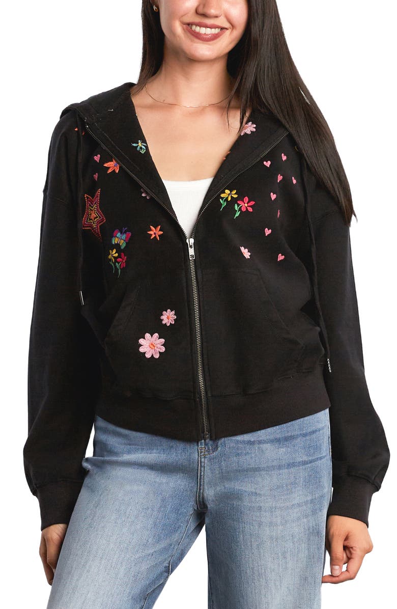 Billy T Sketchbook Embroidered Zip-Up Graphic Hoodie, Main, color, Bristol Black