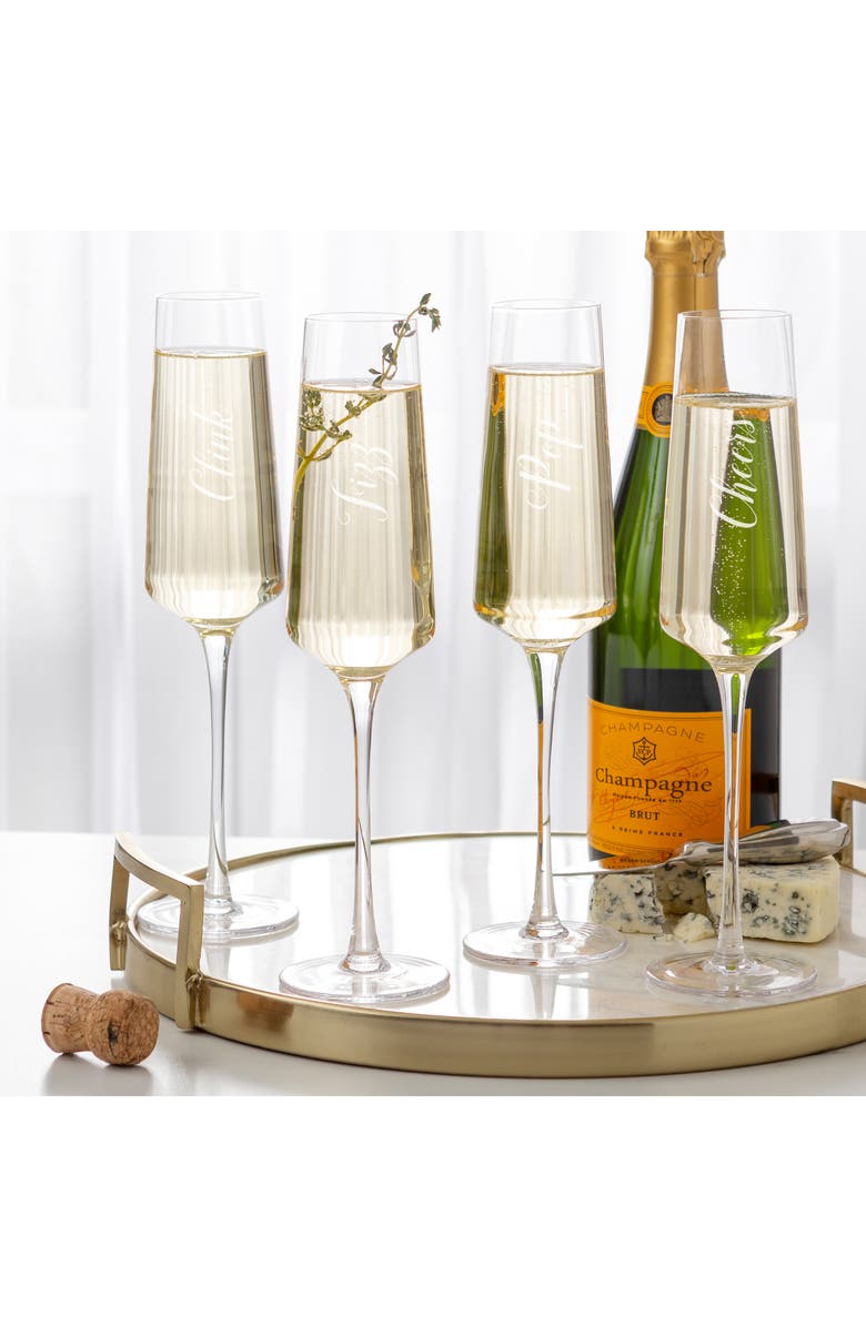 Cathy's Concepts Cheers Set of 4 Champagne Flutes, Alternate, color,