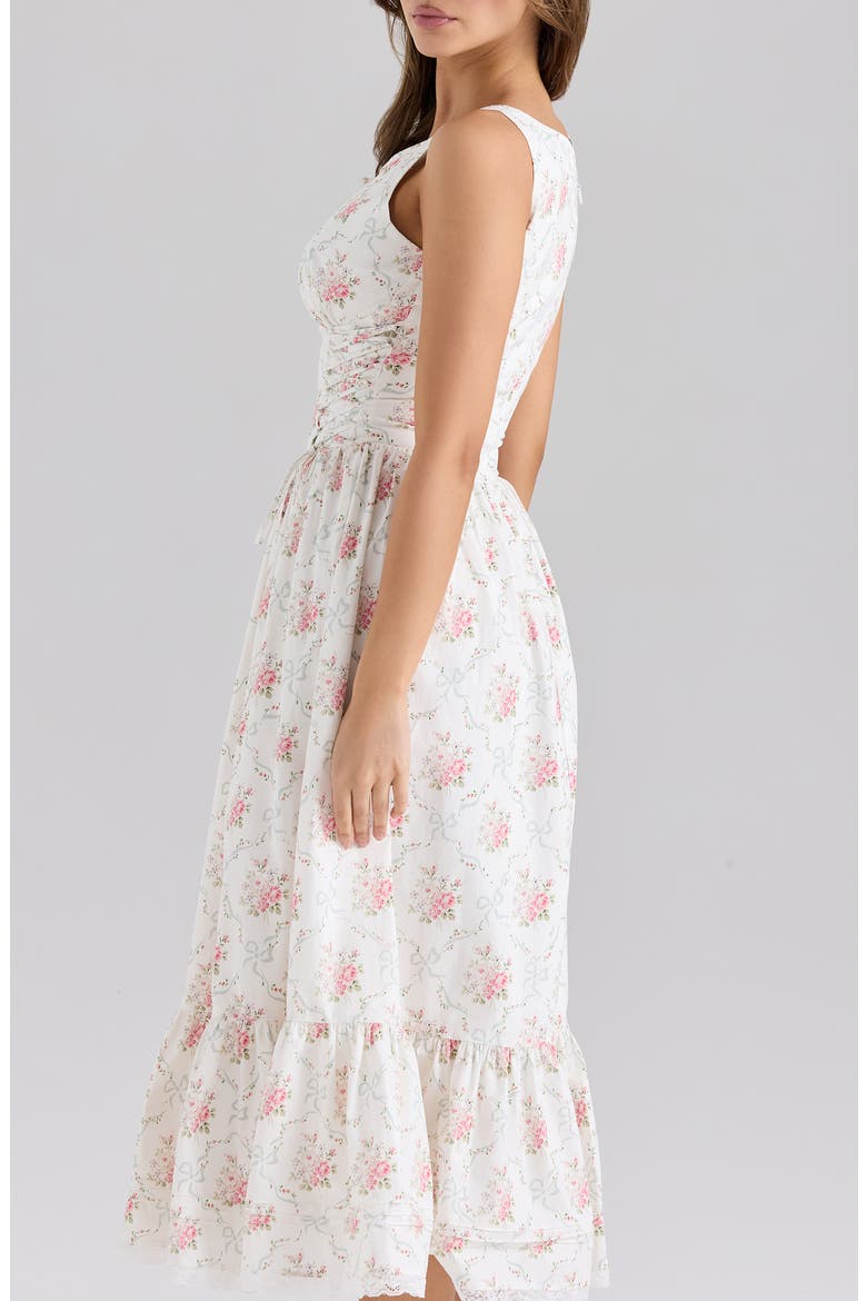 Sienna Floral Print Midi Dress, Alternate, color, CREAM ROSE