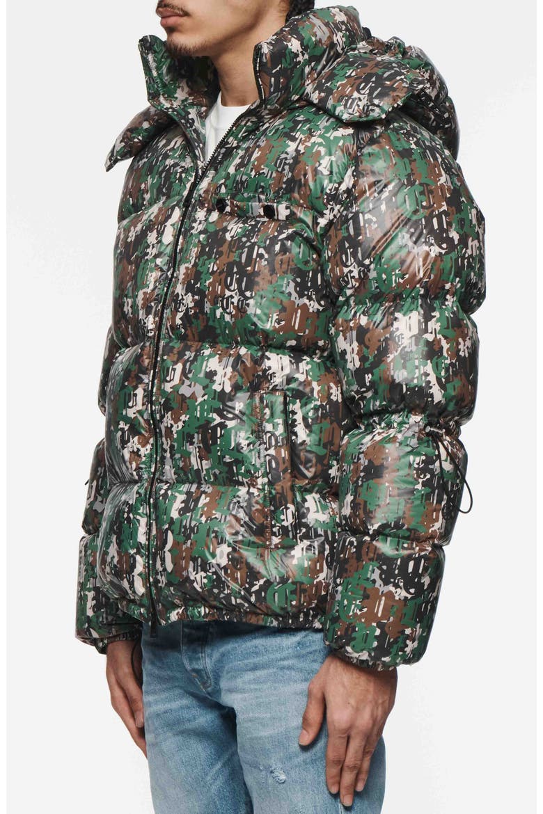 Hooded Down Puffer Jacket, Alternate, color, AOP