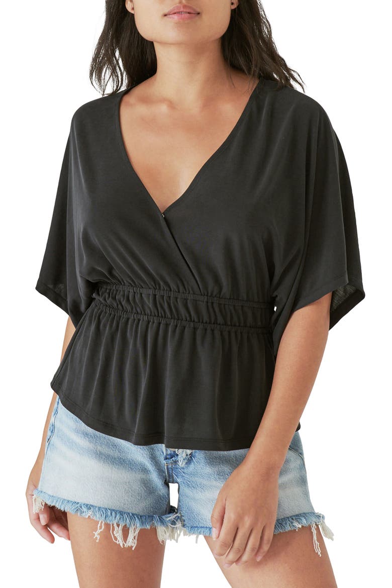 Sandwash Banded T-Shirt, Main, color, LUCKY BLACK