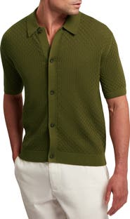 Ted Baker Domati Texture Knit Short Sleeve Button-Up Shirt