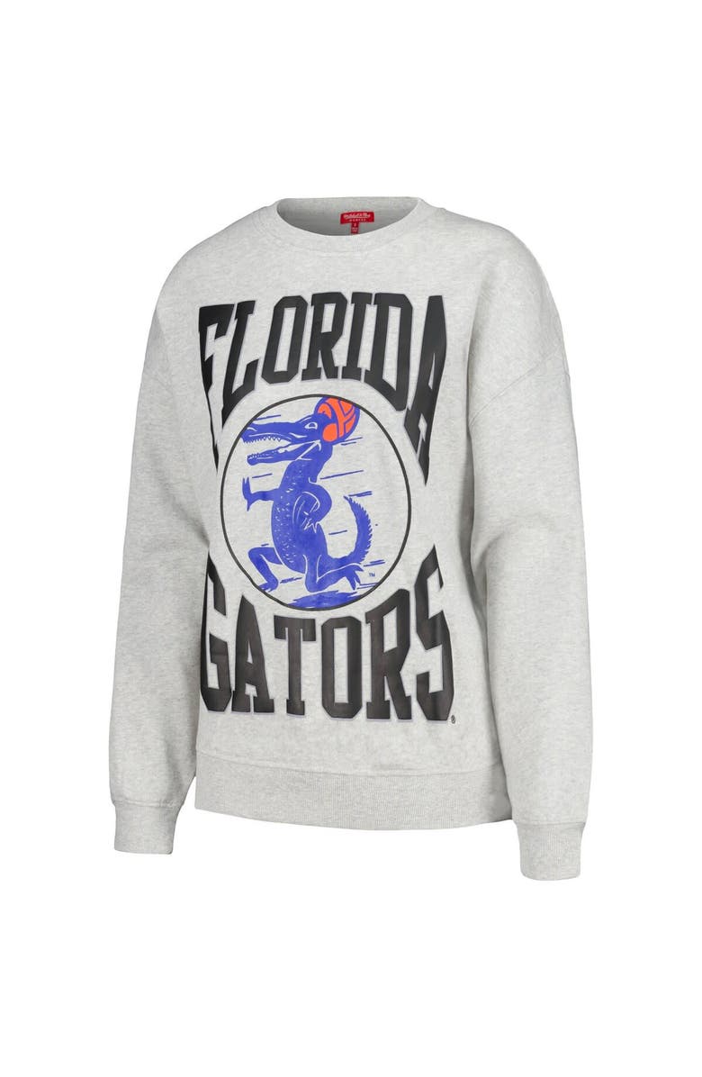 Mitchell & Ness Women's Mitchell & Ness Heather Gray Florida Gators Oversized Logo Lightweight Pullover Sweatshirt, Alternate, color, Heather Gray