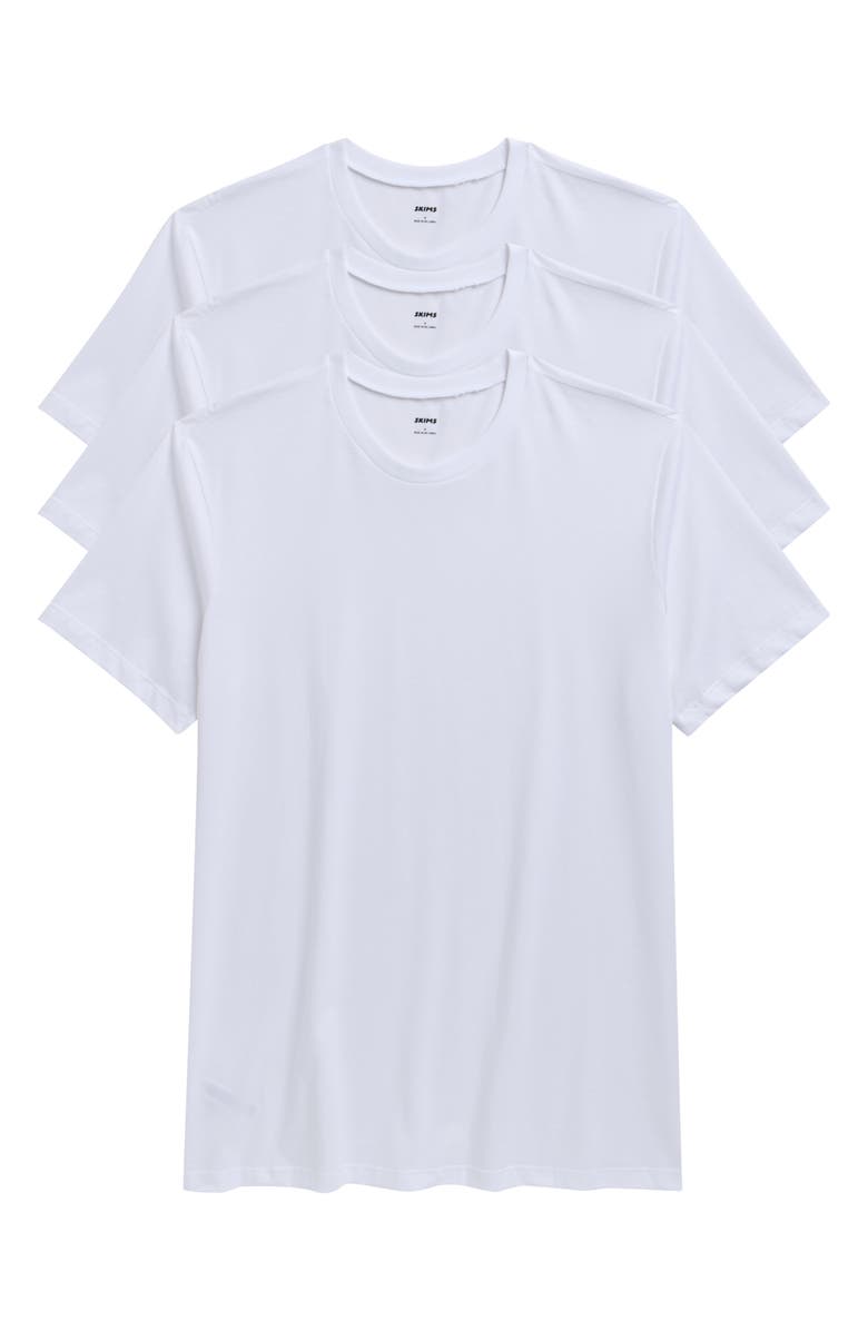 SKIMS 3-Pack Lightweight Cotton T-Shirts, Main, color, Chalk