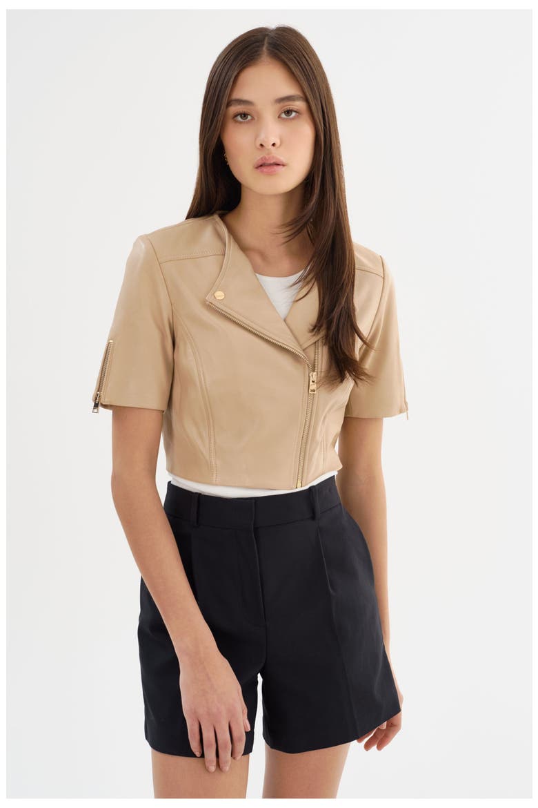 Kirsi | Cropped Biker Jacket, Alternate, color, Wheat