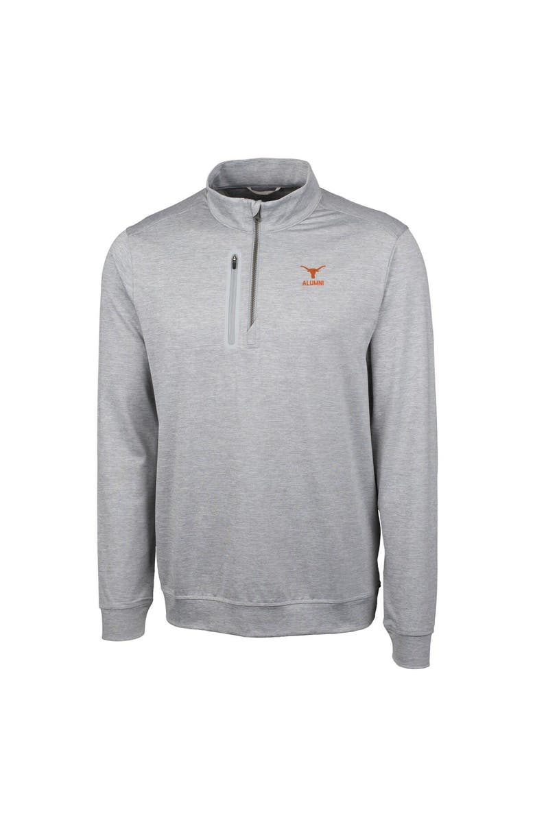 Cutter & Buck Men's Cutter & Buck Gray Texas Longhorns Alumni Logo Stealth Heathered Quarter-Zip Pullover Top, Alternate, color,