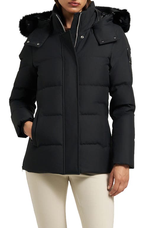 Moose Knuckles Cloud 800 Fill Power Down Puffer Jacket With Removable Genuine Shearling Trim In Animal Print