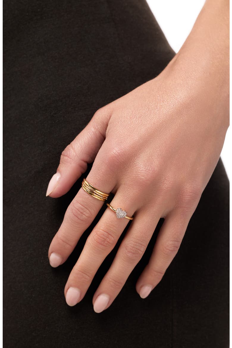 Ellery Cubic Zirconia Pavé Heart Ring, Alternate, color, GOLD CLEAR