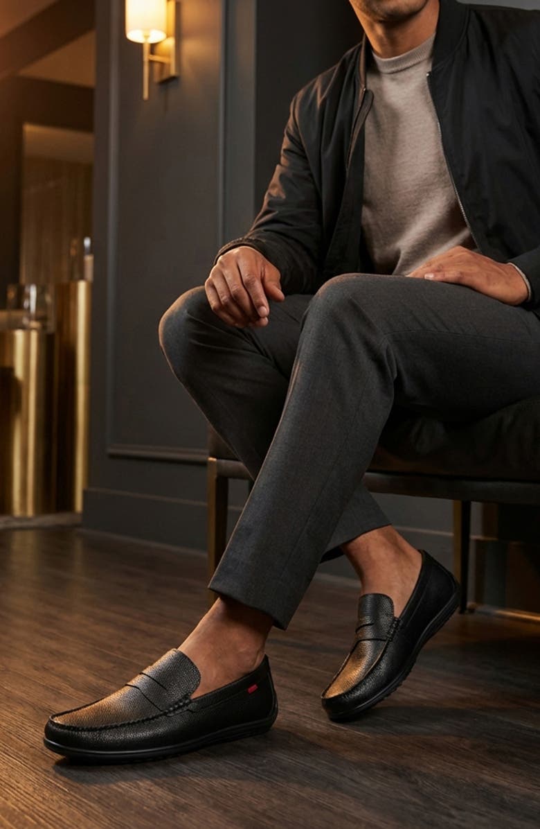 Marc Joseph New York John Street Penny Loafer, Alternate, color, Black Grainy