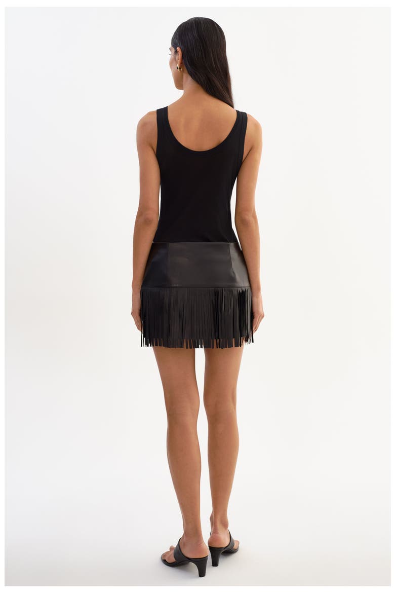 HUNTER | Leather Fringe Skirt, Alternate, color, Black