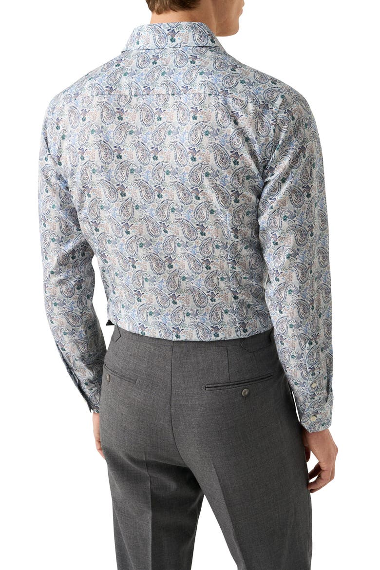 Slim Fit Paisley Cotton & Lyocell Dress Shirt, Alternate, color, MEDIUM BLUE