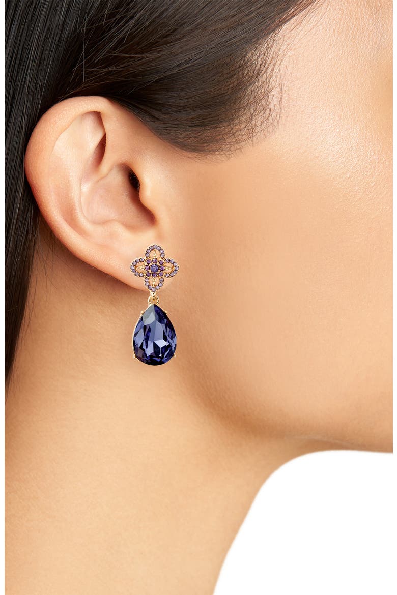 Lace Is More Crystal Drop Earrings, Alternate, color, GOLD/ TANZ