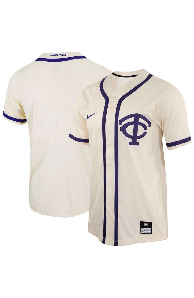 Nike Men's Nike Natural TCU Horned Frogs Replica Baseball Jersey, Alternate, color, 