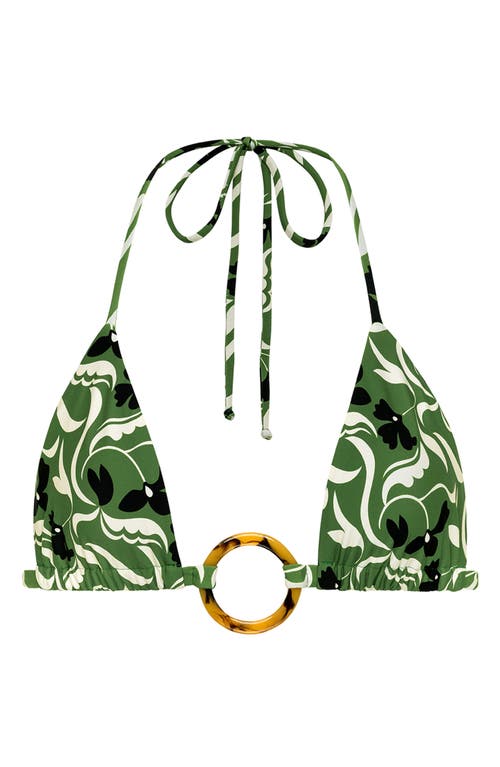Montce Veronica Floral Emma Triangle Bikini Top In Green