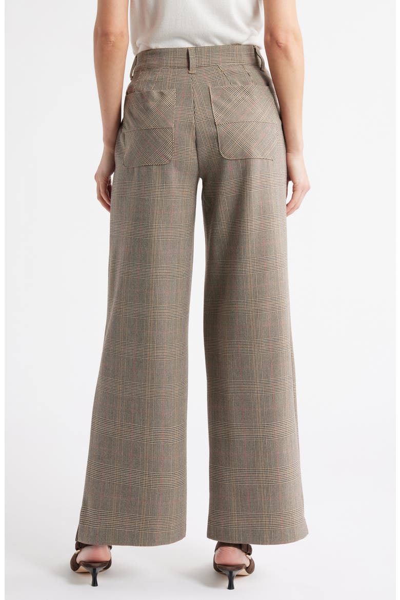 Whitney Skyrise Glen Plaid Pleated Wide Leg Trousers, Alternate, color, TAUPE MULTI