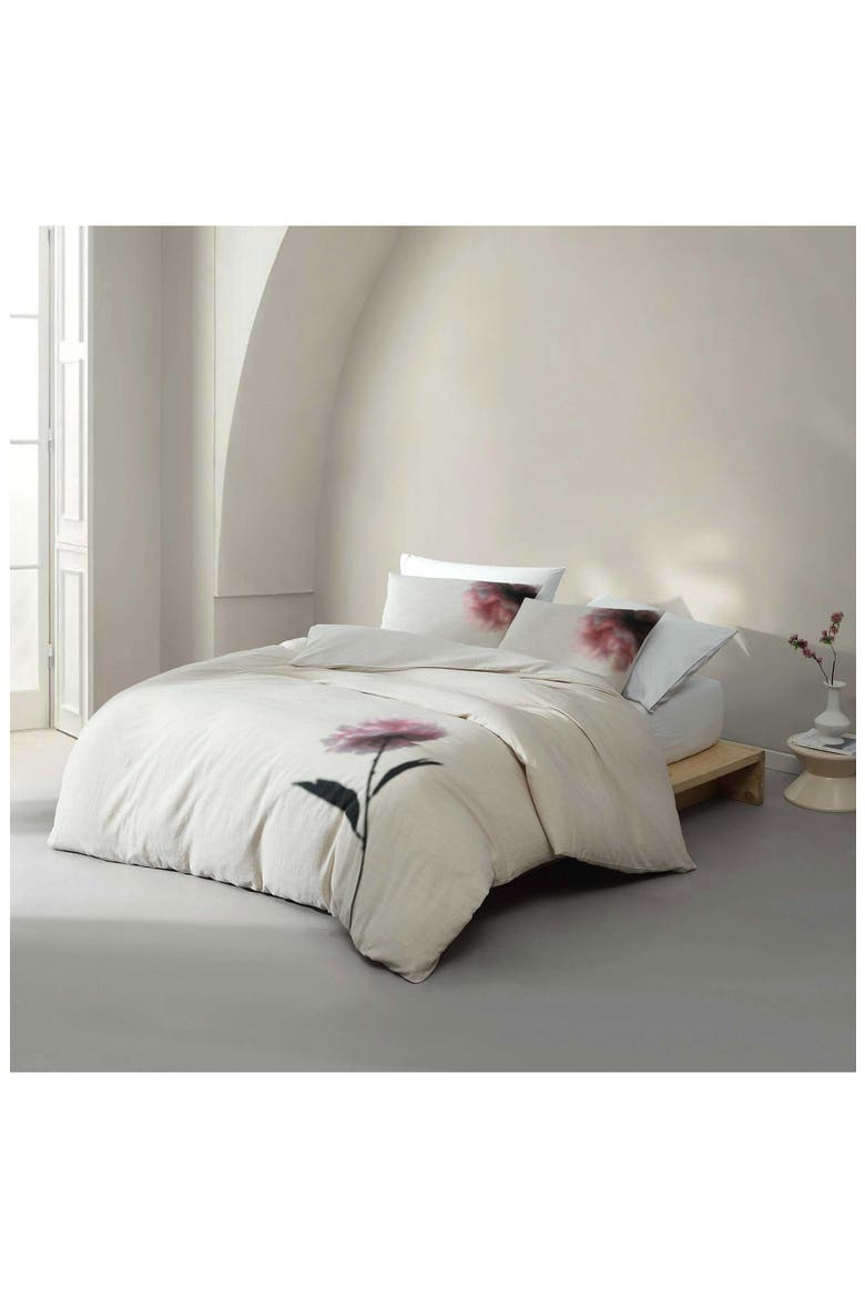 Peony Print 3-Piece Duvet Set, Alternate, color, LIGHT BEIGE