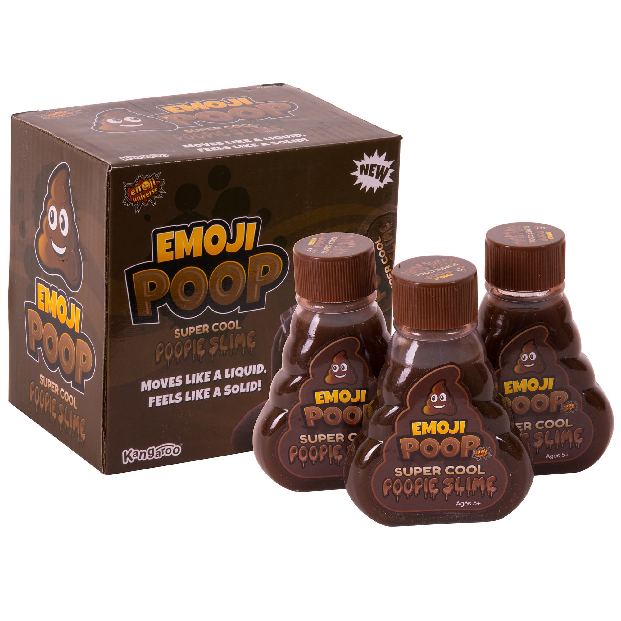 Super Cool Compounds Slime, Emoji Poop Pack Of 3 5oz Bottles in Brown 