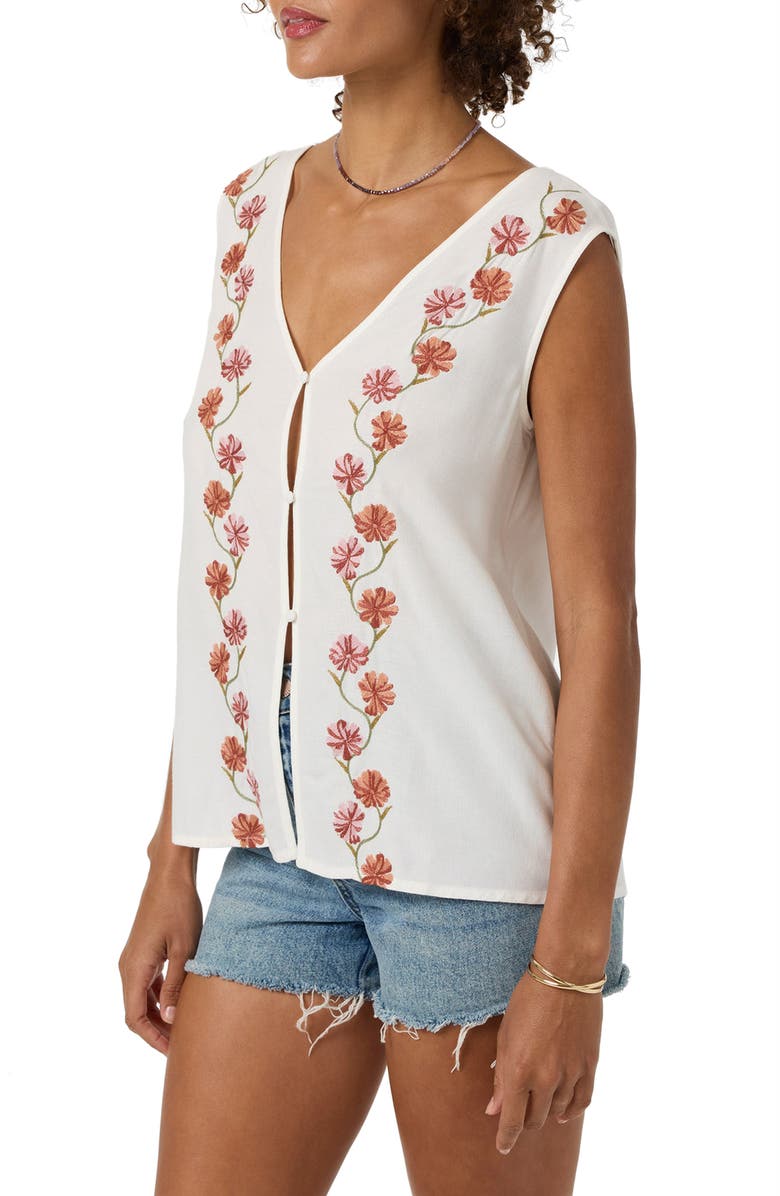 O'Neill Farren Embroidered Floral Sleeveless Top, Alternate, color, Tofu