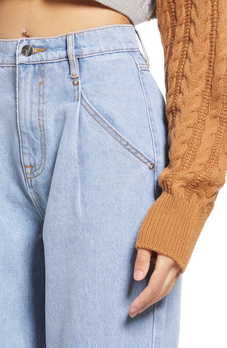 Vigoss Pleated High Waist Balloon Jeans, Alternate, color, 