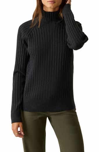 Faherty Jackson Mock Neck Cotton Blend Rib Sweater