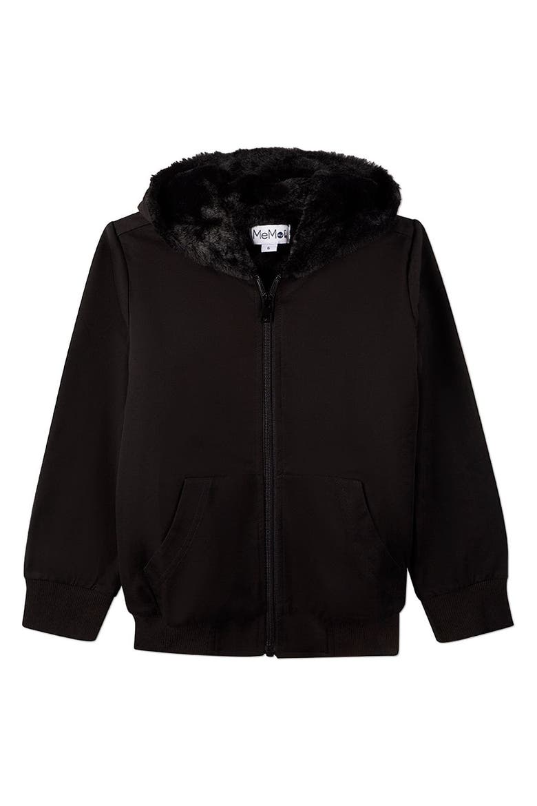 Zip-Up Hoodie with Faux Fur Lining, Alternate, color, Black