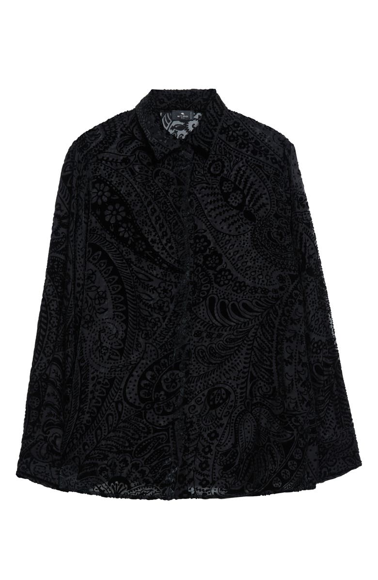 Etro Paisley Devoré Velvet Button-Up Shirt, Alternate, color, Printed Black Base