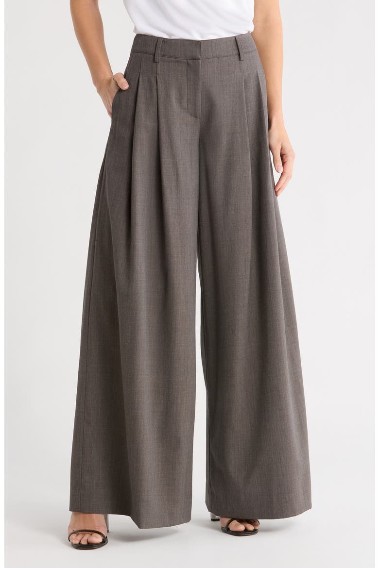 Didi Stretch Wool Wide Leg Pants, Main, color, DUSTY BROWN
