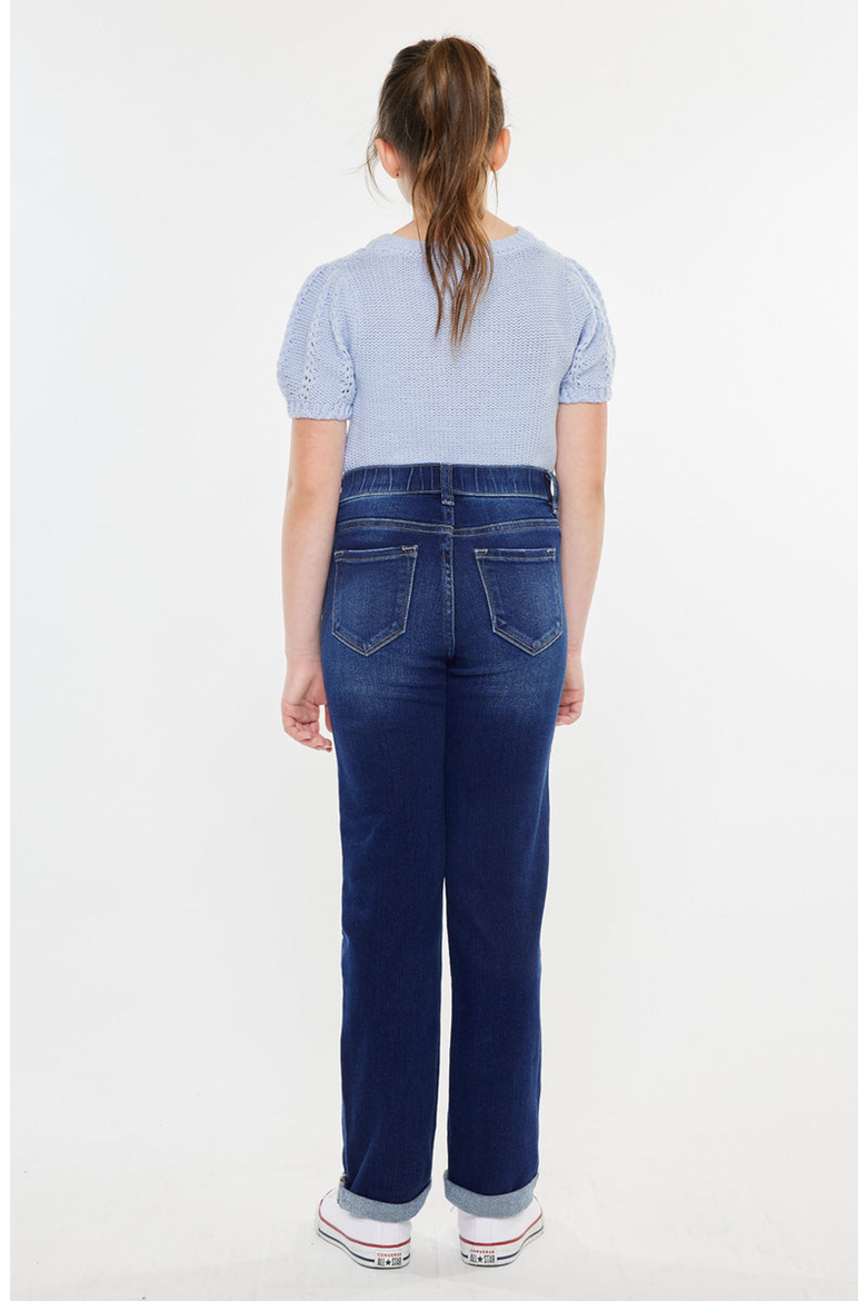 Milly Mid Rise Straight Jeans, Alternate, color, Dark Wash