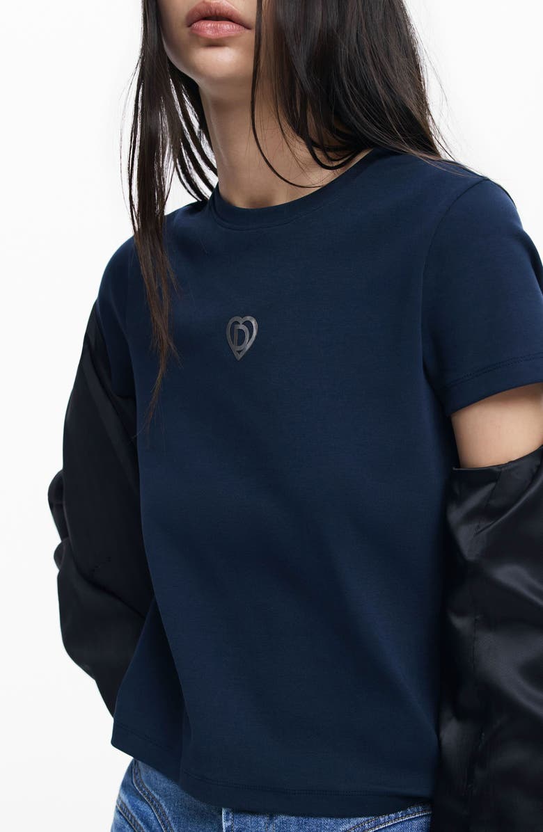 Desigual Monogram Cotton Graphic T-Shirt, Alternate, color, Navy Blue
