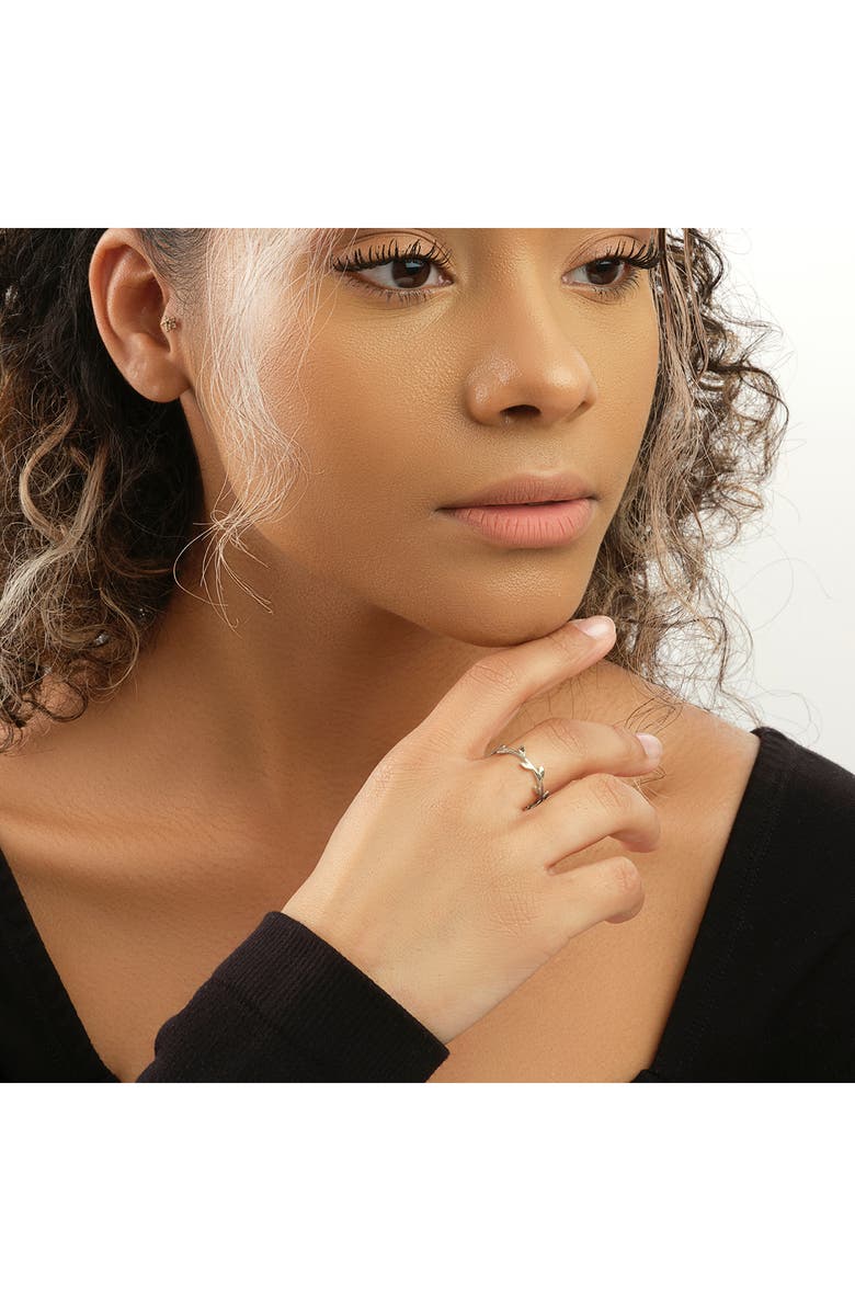 Sterling Forever Liana Leaf Band Ring, Alternate, color,