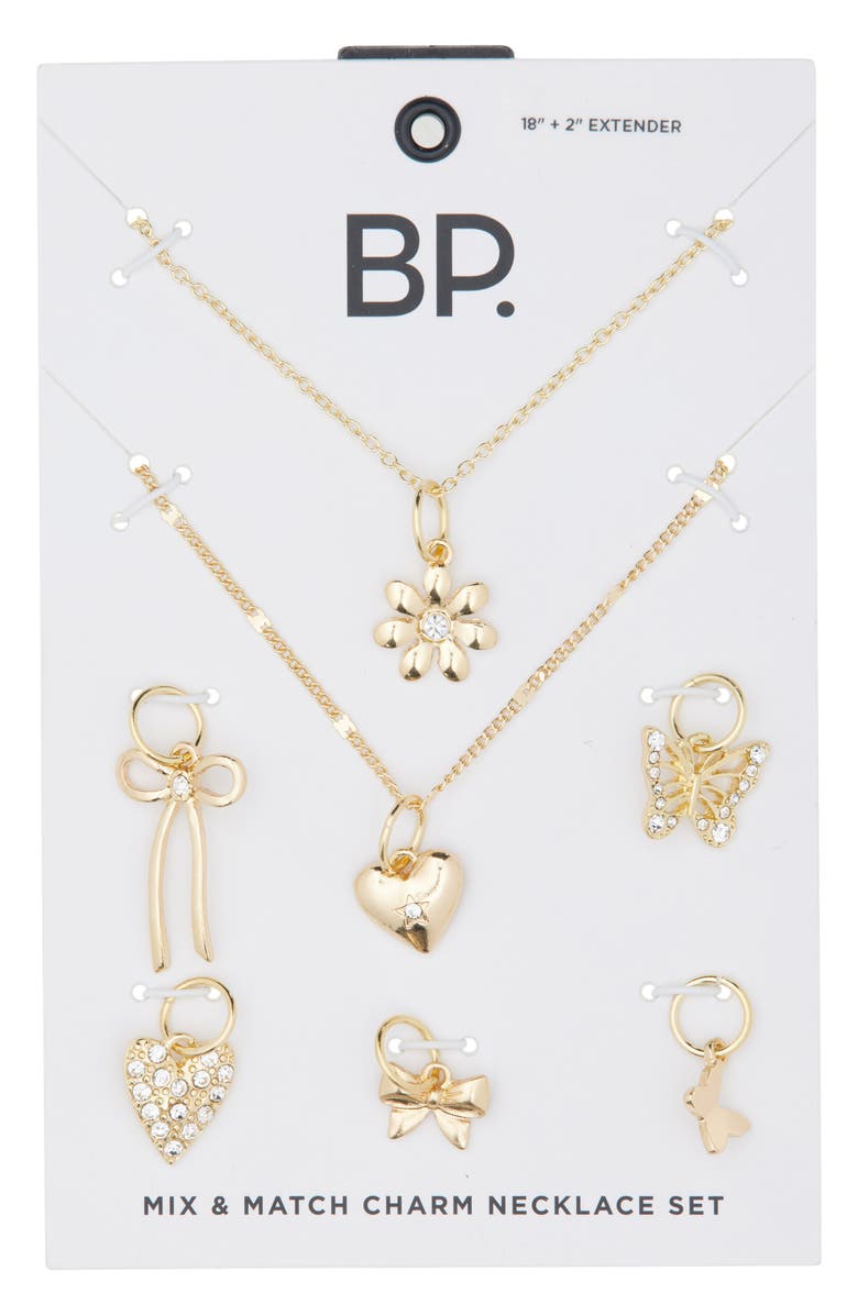 BP. Sweet Motif Assorted Necklace & Charm Set, Alternate, color, Gold
