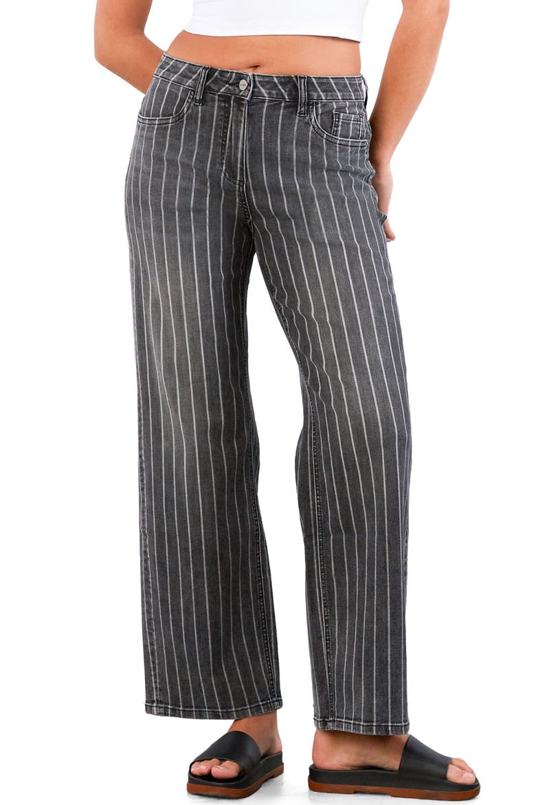 Stripe High Rise Wide Leg Jeans, Main, color, GREY STRIPES