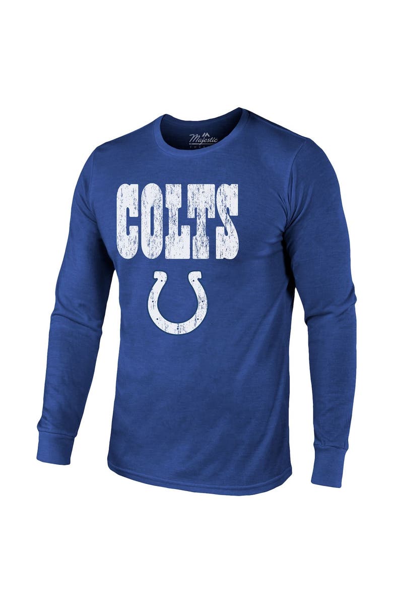 Majestic Threads Indianapolis Colts Majestic Threads Lockup Tri-Blend Long Sleeve T-Shirt - Royal, Alternate, color, 