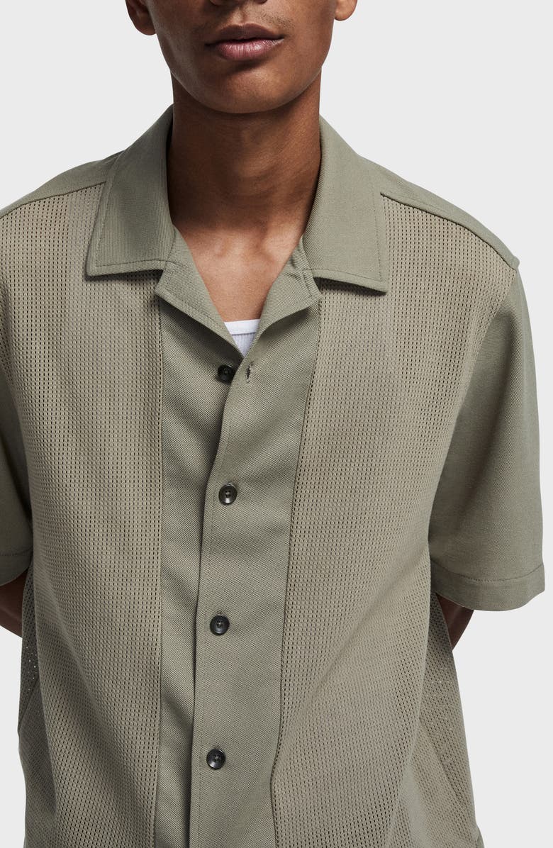 rag & bone Avery Short Sleeve Cotton Mesh Button-Up Shirt, Alternate, color, 