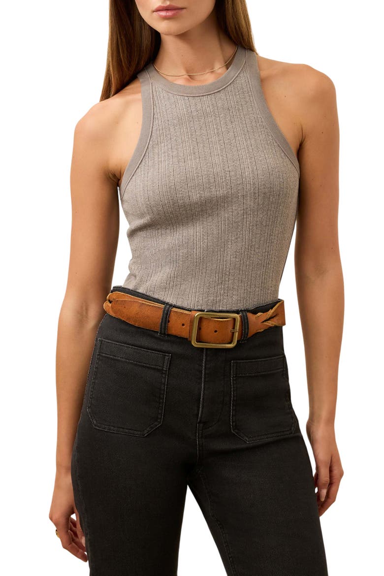 Paradise Pointelle Organic Cotton Tank, Main, color, MEDIUM GREY HEATHER